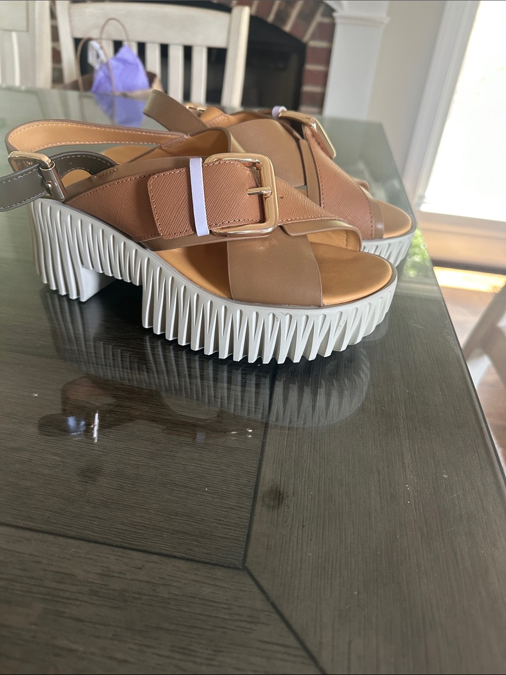 Womens 4CCCCESS Plia Juno Platform Sandals with White Ridged Sole - Picture 4 of 10